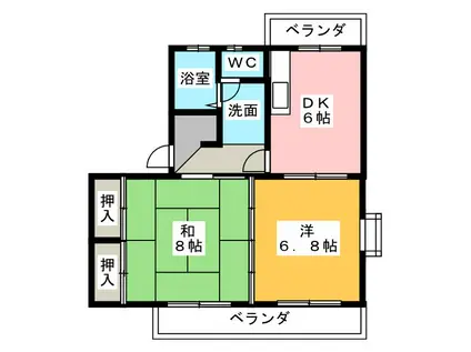 パレス小長井(2DK/1階)の間取り写真
