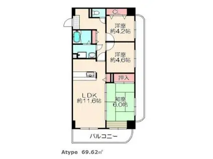 ラフィーネ光町(3LDK/8階)の間取り写真