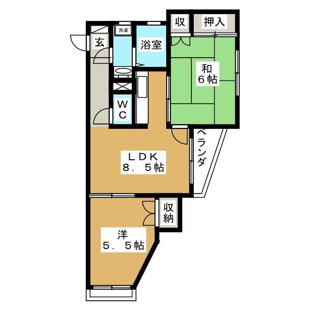 ニューホームズ第一マンション(2LDK/3階)の間取り写真
