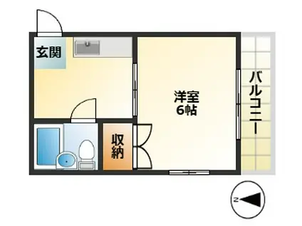 ヴィラ真砂(1K/1階)の間取り写真