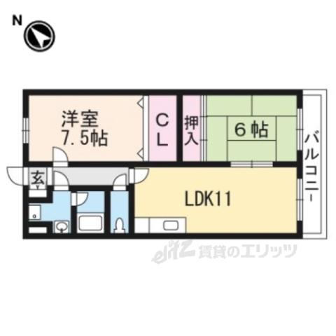 エスペラント(2LDK/1階)の間取り写真