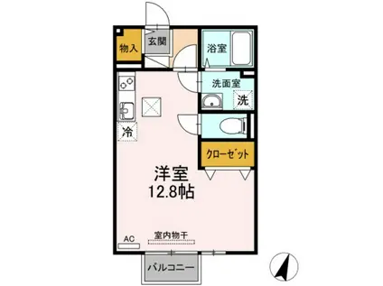 サニーハウス横井B棟(ワンルーム/1階)の間取り写真