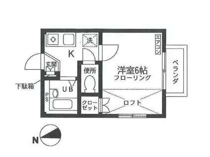 マリンコーポ片瀬江ノ島第一(1K/1階)の間取り写真
