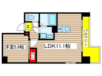 パールコートII(1LDK/10階)の間取り写真