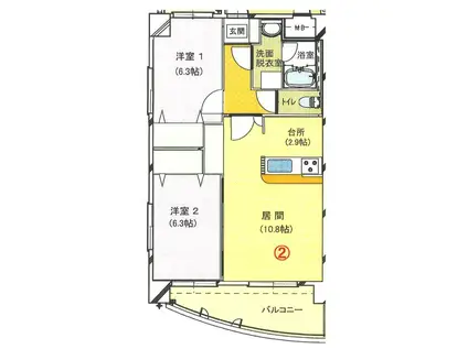 ブライムマンションはなみずき402(2LDK/4階)の間取り写真