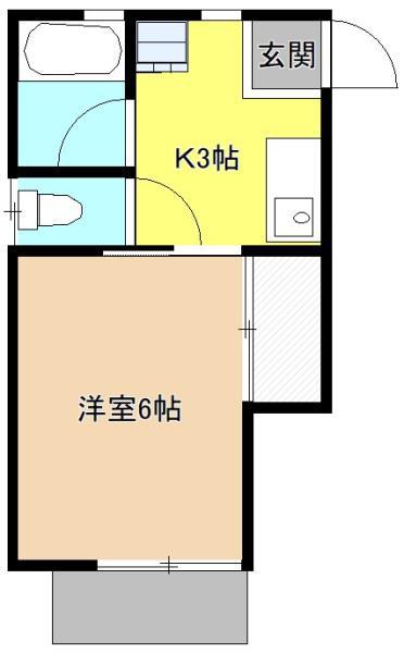 ツインリーフ新所沢(1K/2階)の間取り写真