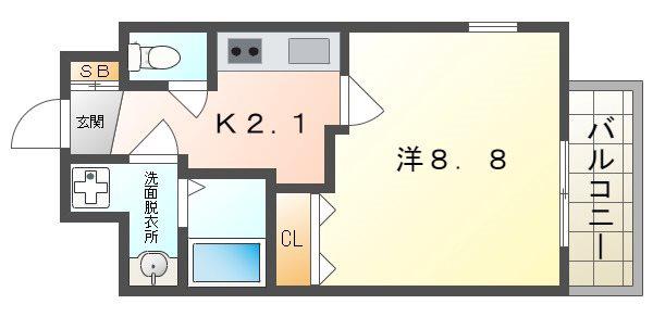 グランツ寝屋川(1K/3階)の間取り写真