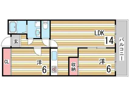 ガーネット森北町(2LDK/3階)の間取り写真