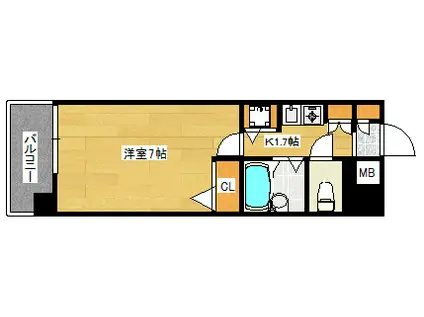 ダイナコート小倉下到津II(1K/9階)の間取り写真