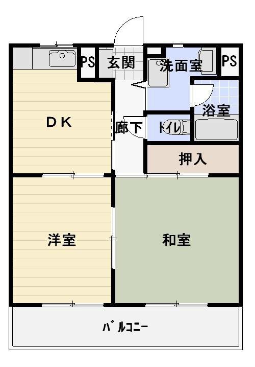 メルベーユII(2DK/3階)の間取り写真