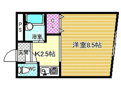 プリンセスI(1K/2階)の間取り写真