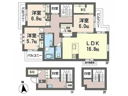 シャーメゾン アムソン(3LDK/2階)の間取り写真