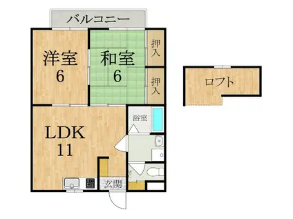 ハイツエミカIII(2LDK/2階)の間取り写真