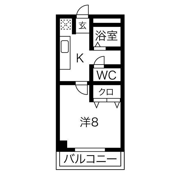 エクセル二村台(1K/4階)の間取り写真