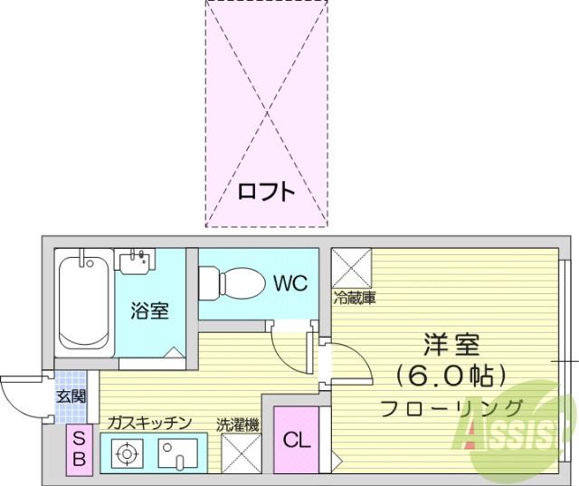 ロフティイーグル(1K/2階)の間取り写真
