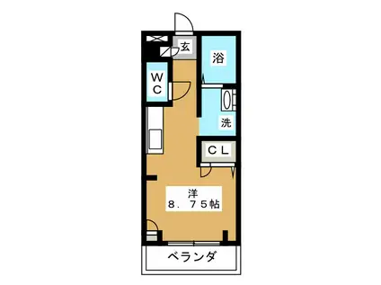 ルシミエント B(ワンルーム/2階)の間取り写真