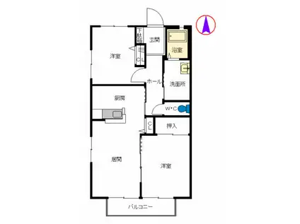 シャロームエステート(2LDK/2階)の間取り写真