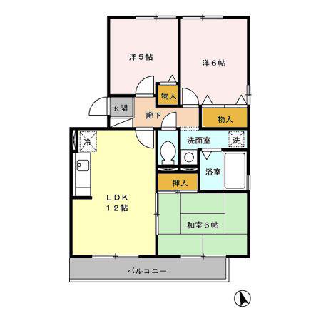 リバーフィールド I(3LDK/3階)の間取り写真