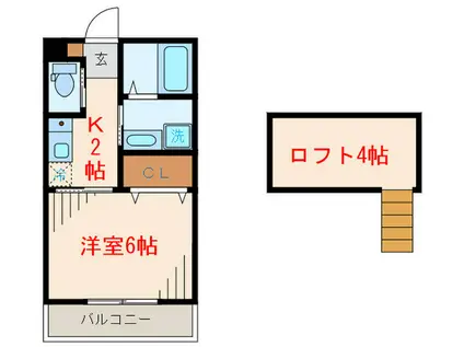 HANAII(1K/2階)の間取り写真