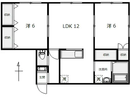 アイリス旭(2LDK/1階)の間取り写真