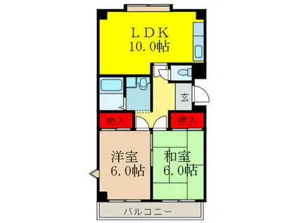 メゾン源(2LDK/1階)の間取り写真
