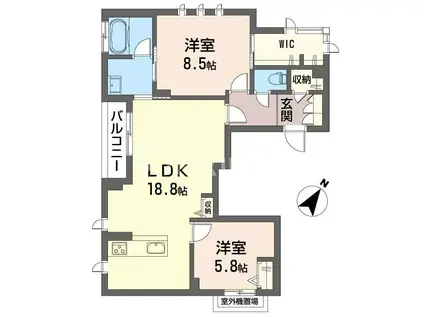 リ・オリエンス(2LDK/3階)の間取り写真