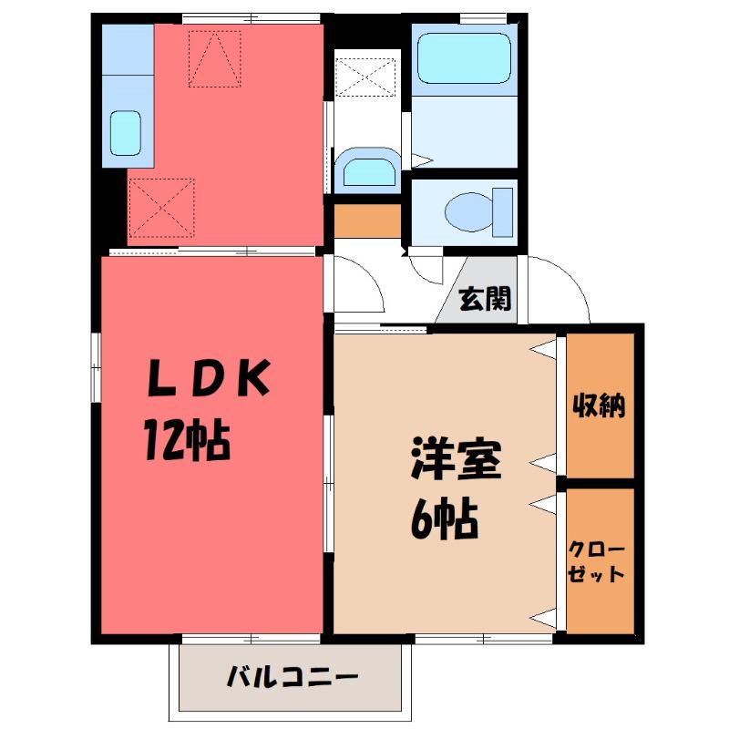 ブル―リーフ A(1LDK/1階)の間取り写真