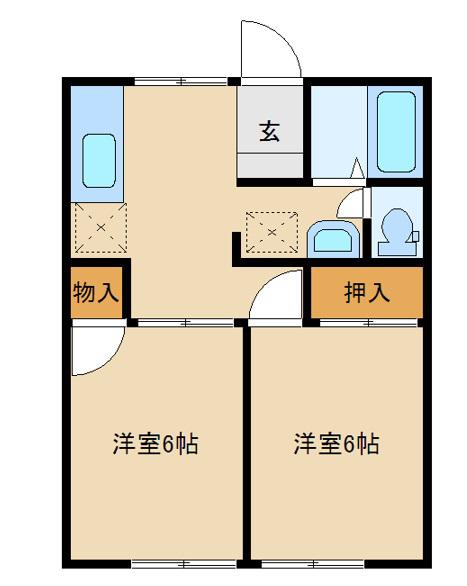 サンハイツ(2DK/2階)の間取り写真