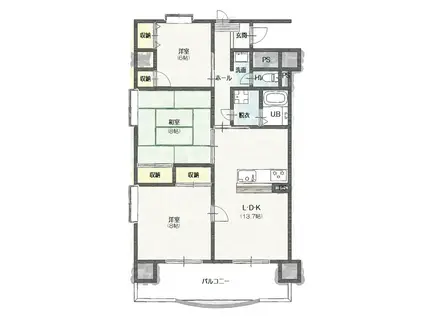 パークヒルズ(3LDK/4階)の間取り写真