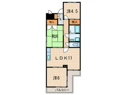 アスパイヤ千鳥が丘(3LDK/1階)の間取り写真
