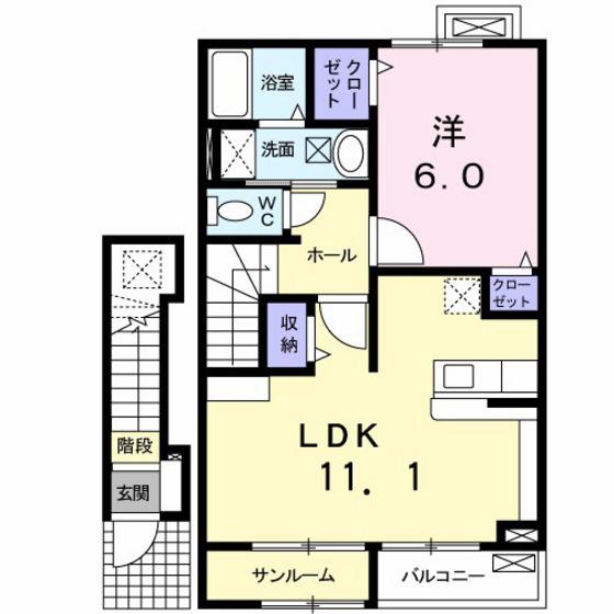 ドレッセ I(1LDK/2階)の間取り写真