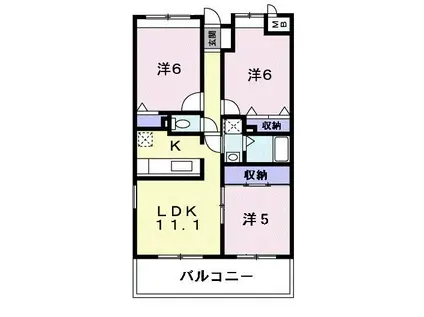 プリュ クレール(3LDK/3階)の間取り写真