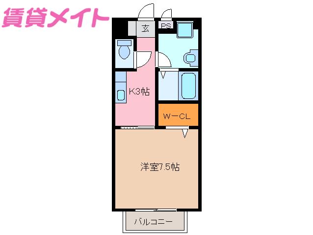 BM亀山II(1K/2階)の間取り写真