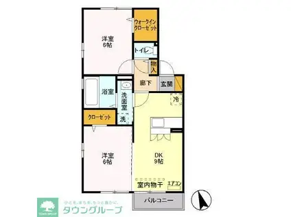 シャルマン市川(2DK/1階)の間取り写真