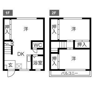 ネログリージョ(3DK/1階)の間取り写真