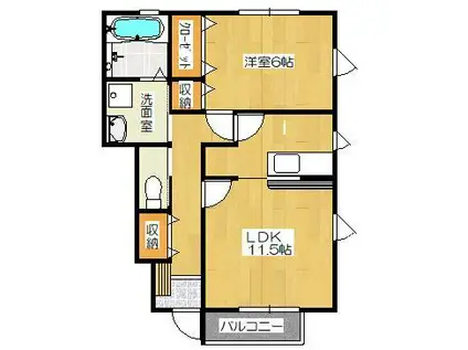 ヴィヴェール・ラランジャ(1LDK/1階)の間取り写真