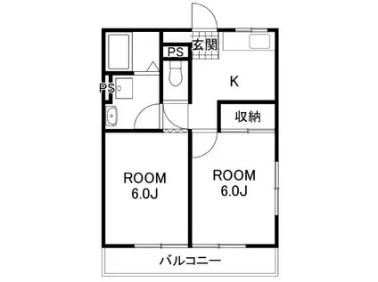 ハイツくろさき(2K/1階)の間取り写真