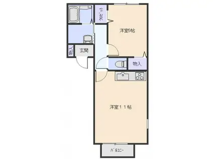 ロイヤルフラワー(1LDK/1階)の間取り写真