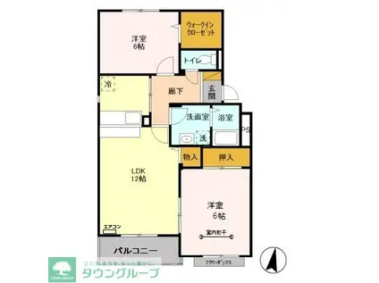 ヴァインベルク(2LDK/3階)の間取り写真