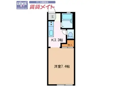 インフィクスA(1K/2階)の間取り写真