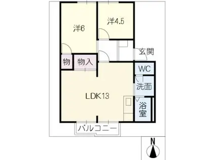 グリーンポケット B棟(2LDK/1階)の間取り写真