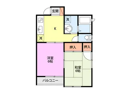 ヴィラはなみずきII(2K/2階)の間取り写真