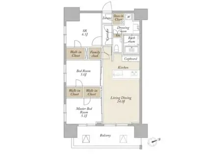 ライトテラス新宿御苑(3LDK/18階)の間取り写真