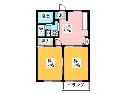 ハービス斎宮(2DK/1階)の間取り写真