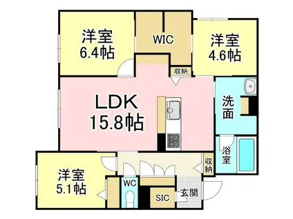 ベレオ青葉(3LDK/1階)の間取り写真