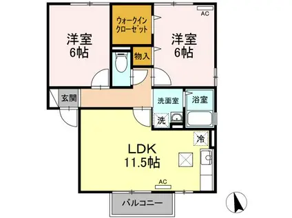 サンパティック A(2LDK/1階)の間取り写真