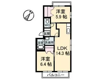 メゾン桜(2LDK/3階)の間取り写真