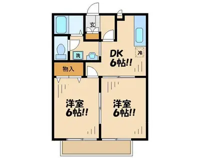 セレブレイトB(2DK/2階)の間取り写真