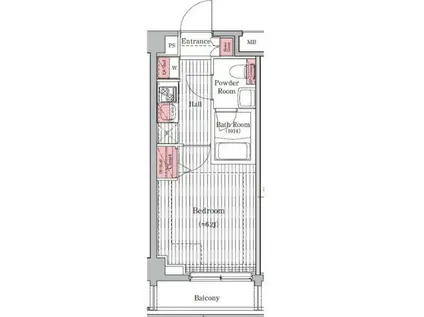 プレール・ドゥーク元住吉(1K/3階)の間取り写真