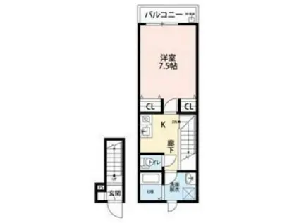 ラントヴィル船堀(1K/2階)の間取り写真